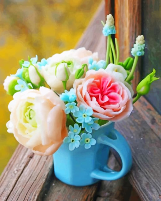 

Flowers In A Blue Cup – Paint By Numbers - 40*50CM, 501 Original