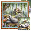 (Multi-Style) Flowers Cats-11CT Stamped Cross Stitch 50*50cm/19.69*19.69in tapestrymarket