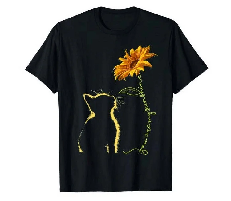 Cat And Sunflower Summer Loose Shirts