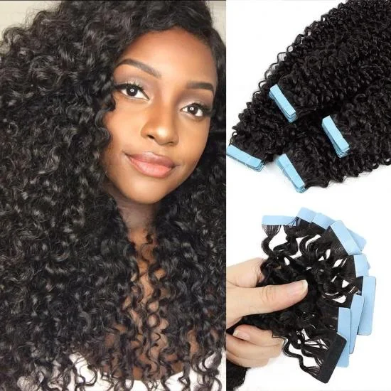 YVONNE Platinum Grade Malaysian Curly 100g/pack including 40pcs Tape In Human Hair Extensions