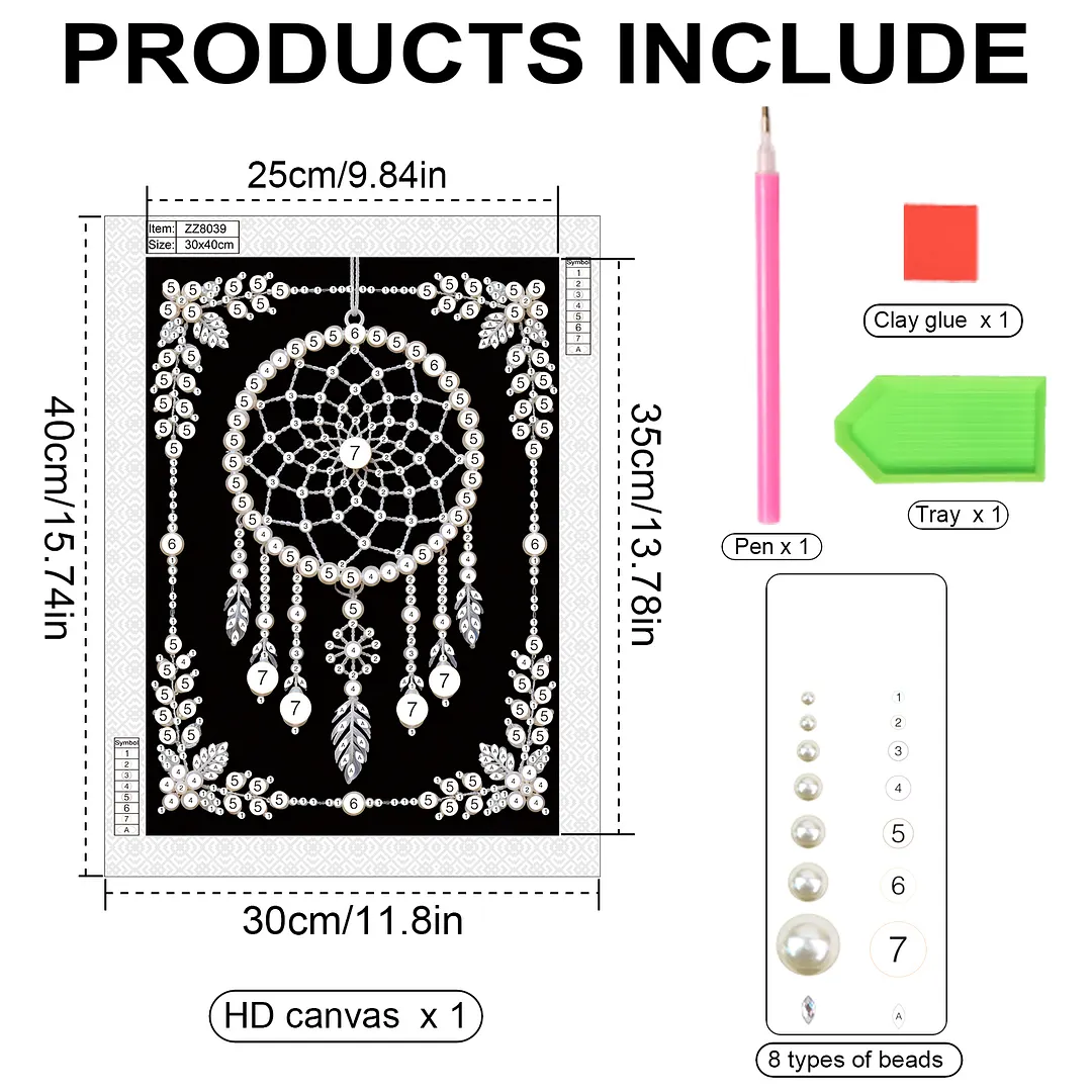 Dreamcatcher Special Shaped DIY Partial Drill Diamond Art Pearl Painting Kit for Adults Beginners Home Decor Art Craft Pearl Diamond Painting 30x40cm