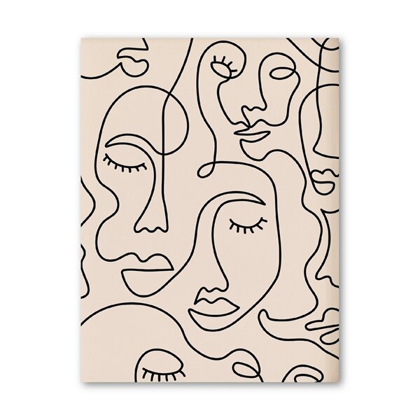 Abstract Face Line Drawing Art Prints Beige Neutral Wall Pictures Boho Style Decoration Canvas Painting Nordic Poster Home Decor
