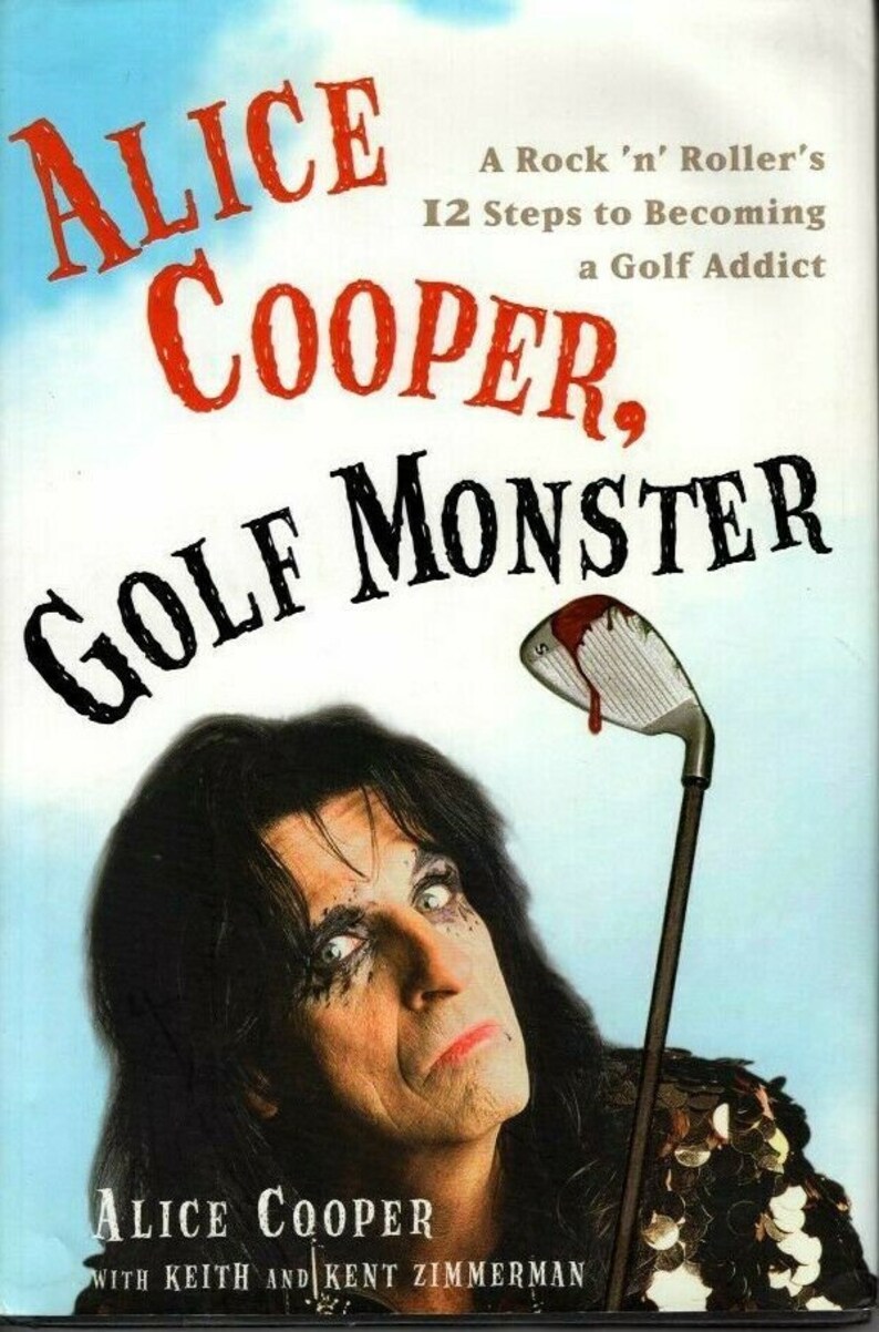 Alice cooper signed golf monster hardcover 1st edition book beckett bas