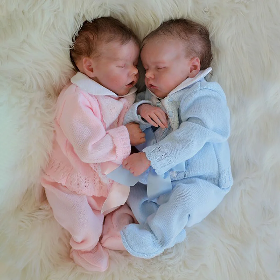 17'' Soft Silicone Asleep Reborn Baby Twins Girl and Boy Reborn Doll Markers & Dabbly -Creativegiftss® - [product_tag] RSAJ-Creativegiftss®