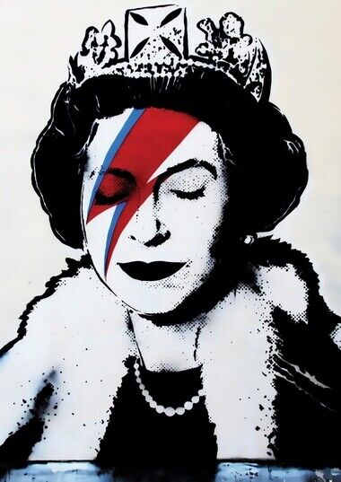 BANKSY GRAFFITI ART - BOWIE QUEEN - HIGH GLOSS Photo Poster painting POSTER  POST