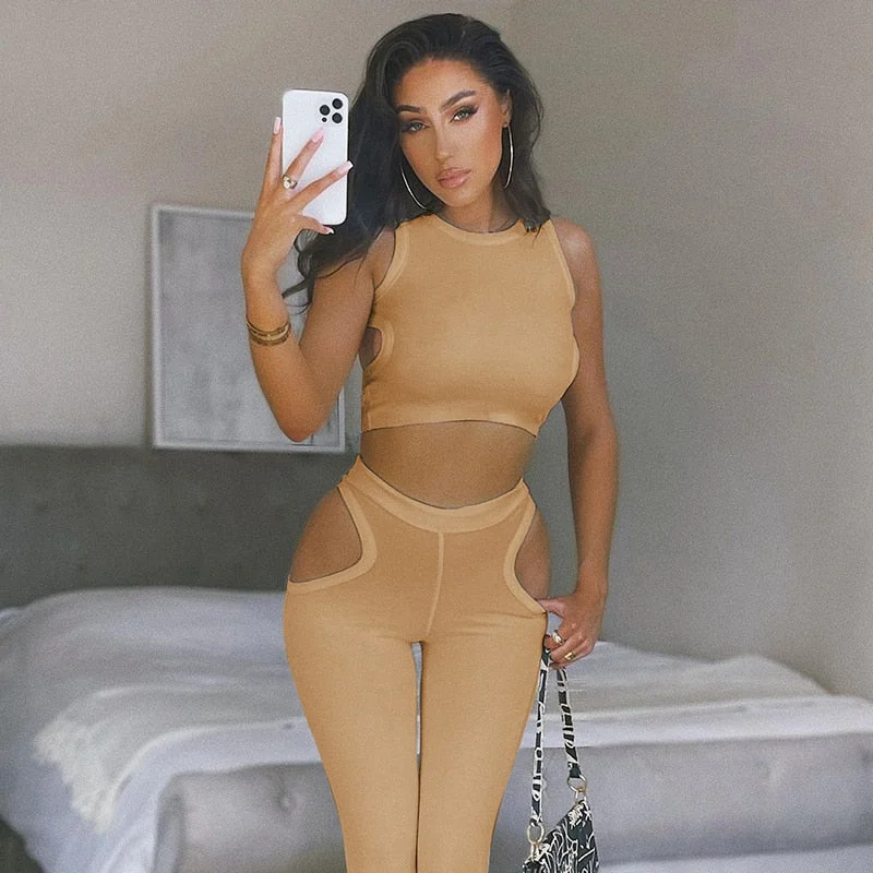 BIIKPIIK Women Skinny 2 Piece Sets Casual Lounge Wear Elegant Solid White Female Suits Basic Sportwear All-Match Tracksuits