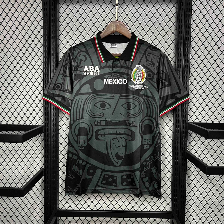 1998 Retro Mexico Soccer Jersey Black Away
