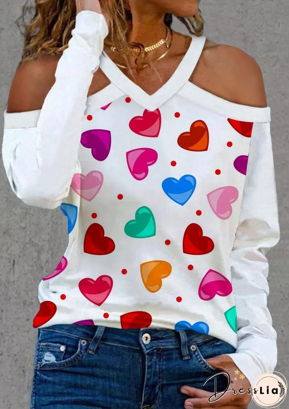 Sexy Halter Heart Printed Shirt