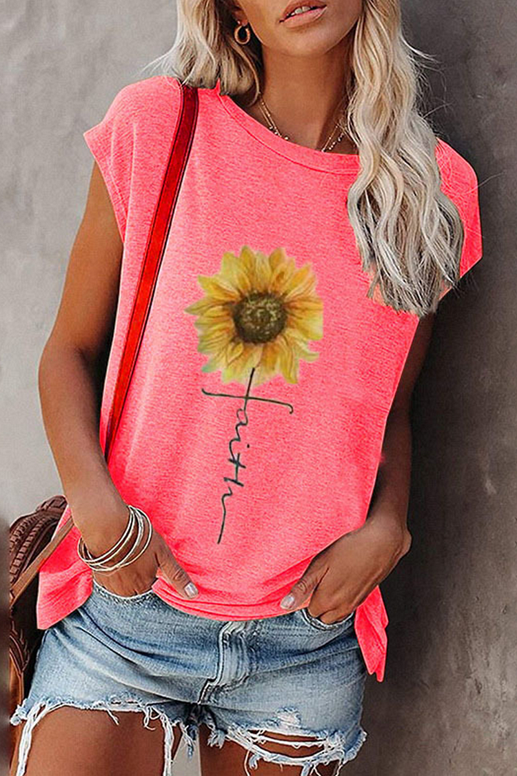 Casual Print Basic O Neck T-Shirts(6 Colors) - Life is Beautiful for You - SheChoic