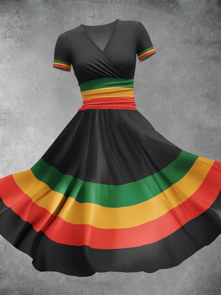 Women's Red Yellow Green Rainbow Gradient Art Print Maxi Dress
