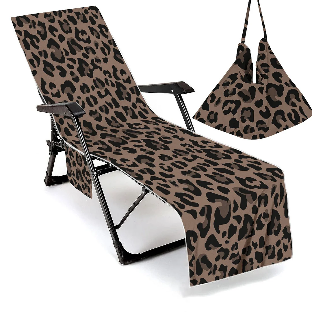 Sun Lounger Towel in Bag with Pockets Storage