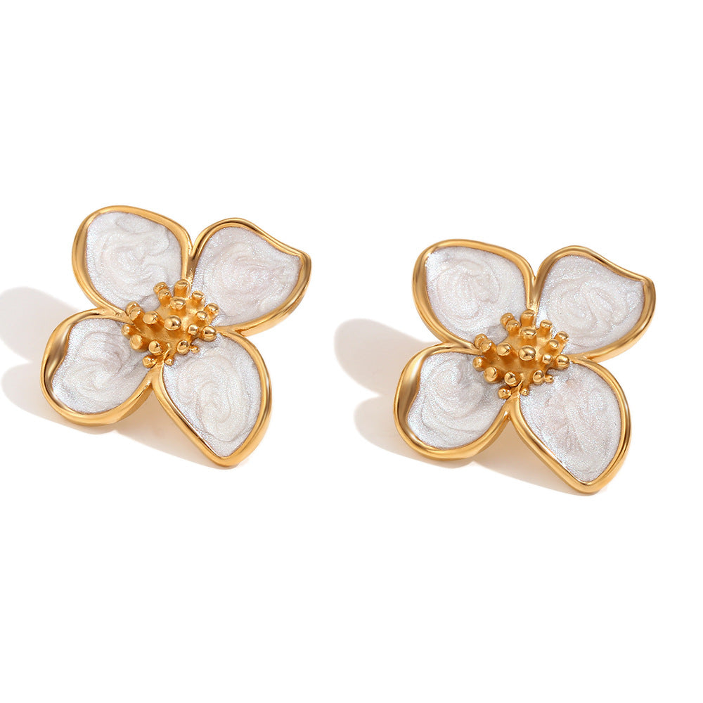 Niche Design Personality Earrings Stainless Steel 18K Gold Plated Geometric Petal Earrings For Women