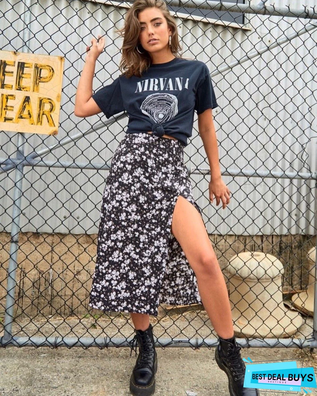 Cotton Blends Regular Fit Color Block Skirt