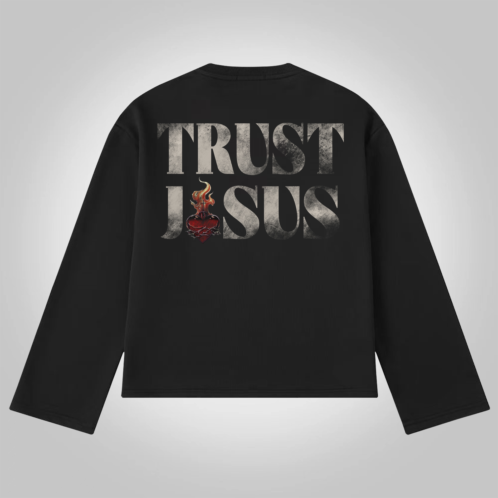 Sopula Trust Jesus Vintage Slogan Graphics Cotton Long Sleeve T-Shirt