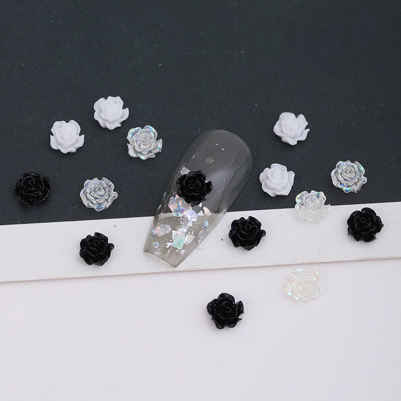 New Manicure Camellia Pearl Paint White Aurora Petal Size Rose Resin Flower Nail Decoration