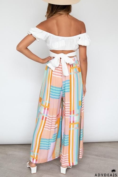 Geometry Print Wide Leg Pants