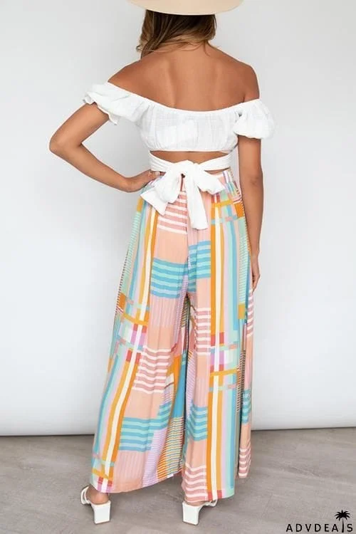 Geometry Print Wide Leg Pants