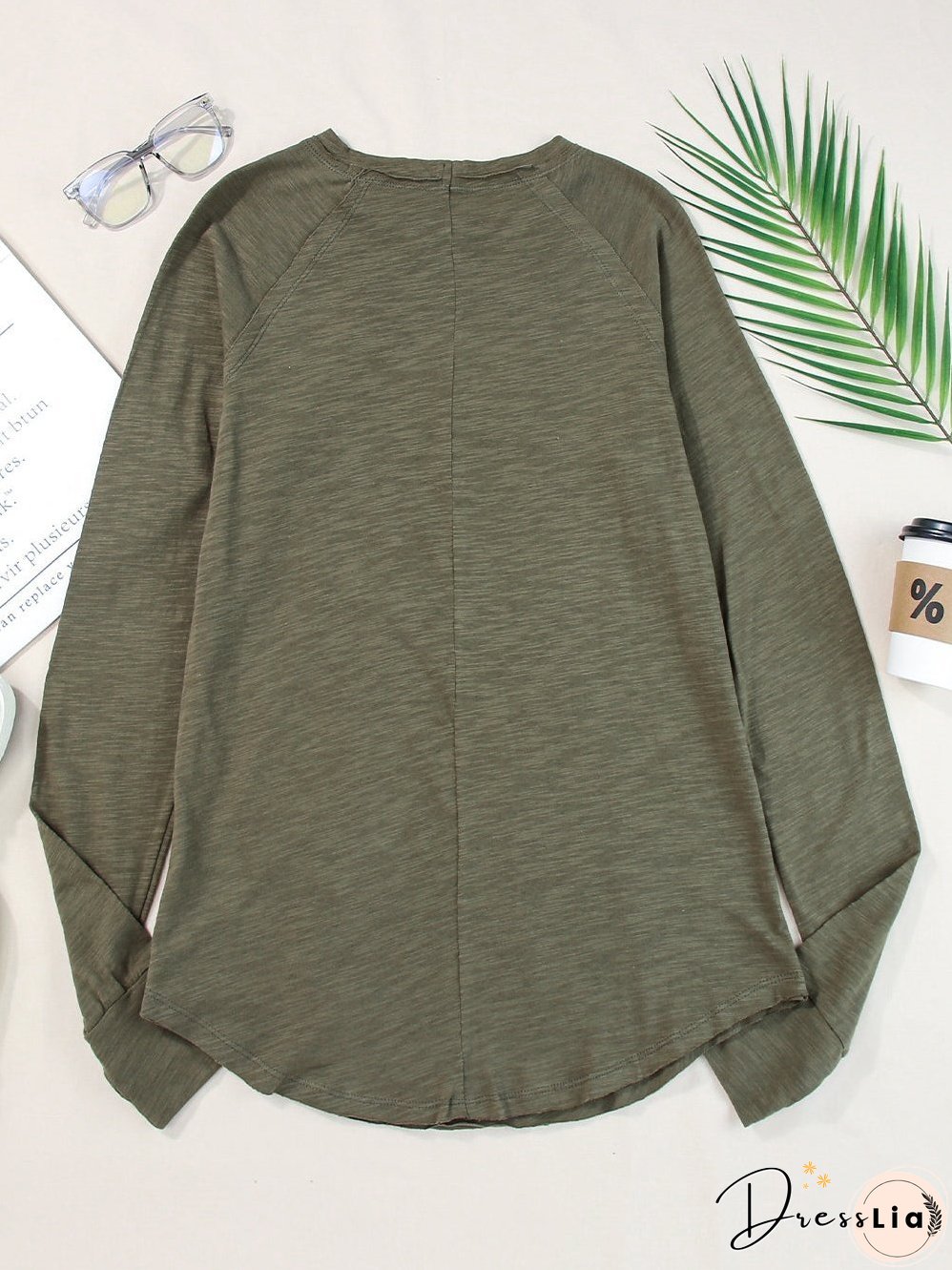 Green Classic Round Neck Long Sleeve Sweatshirt