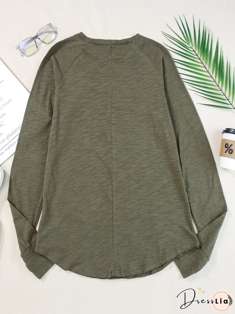 Green Classic Round Neck Long Sleeve Sweatshirt