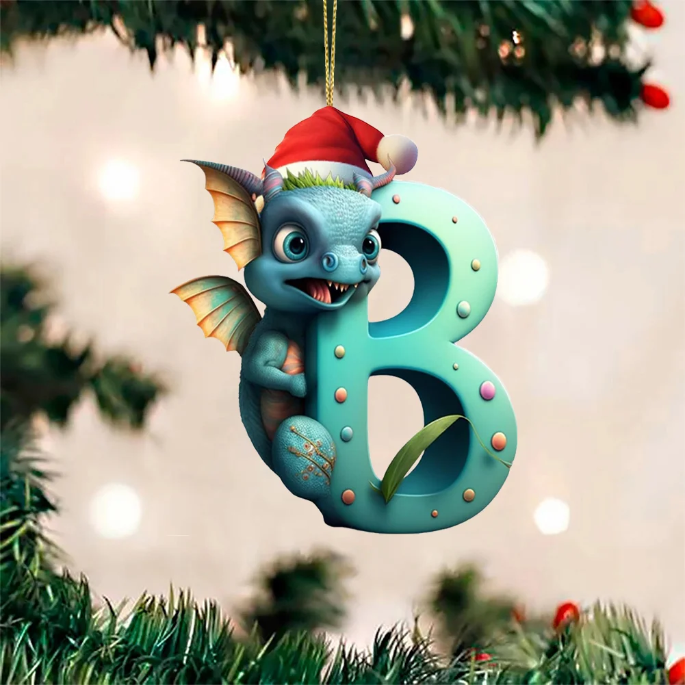 Christmas Cute Dragon Pendants Acrylic Letter Shaped Exquisite for Xmas Tree Car