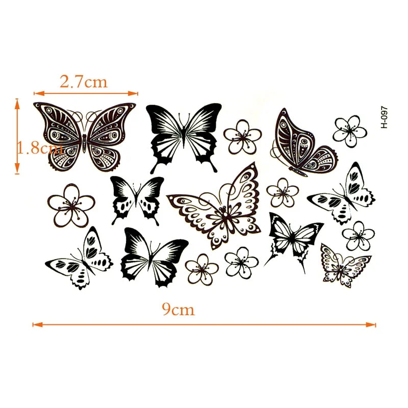 Black Butterfly Tatoo Temporary Tattoo Sticker tatuajes temporales waterproof temporary tattoos arm tattoo fake tattoo sleeves