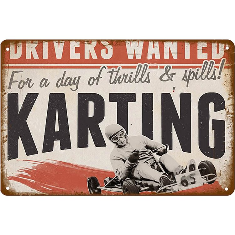 Karting Racing - Enseigne Vintage Métallique/Enseignes en bois - 20*30cm/30*40cm