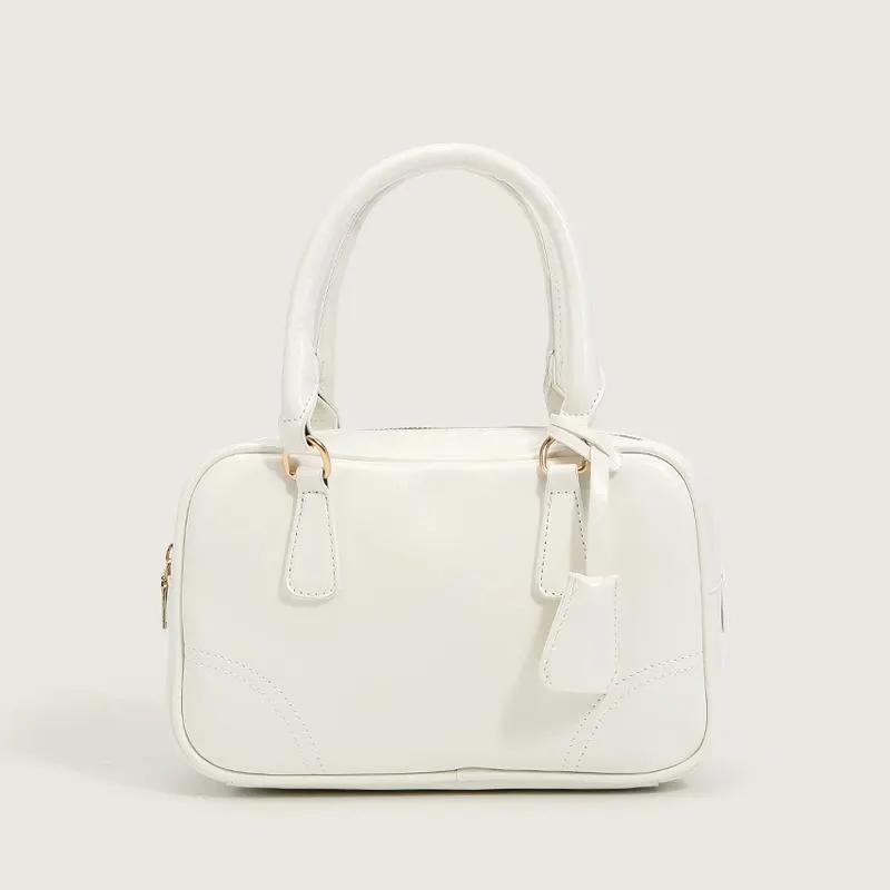 Simple Vintage Oil Wax Leather Handbag Joker Large Capacity Boston Bag Light Commuter Bag Women's Bag