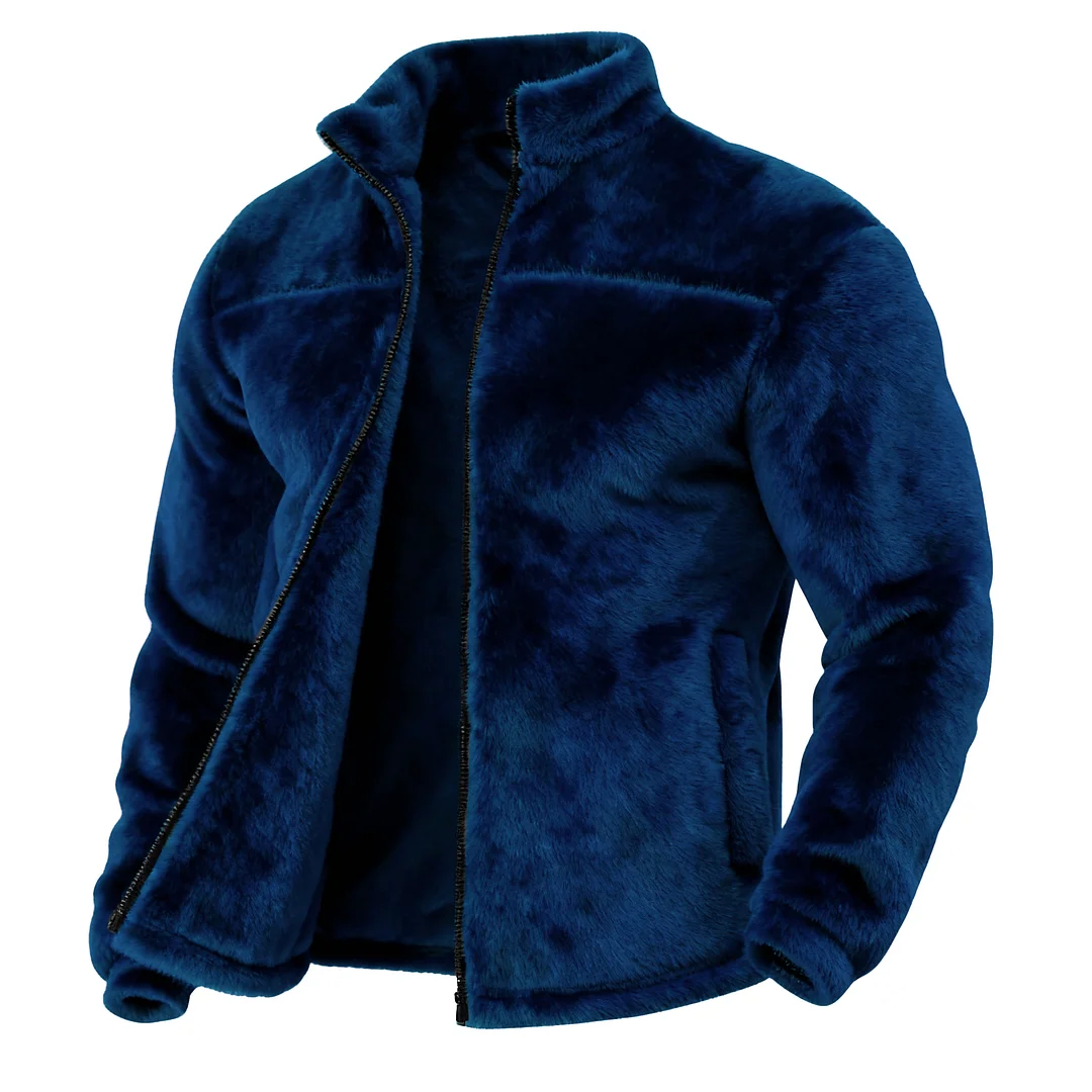 Men's Double-Sided Fleece Thick Stand Collar Jacket