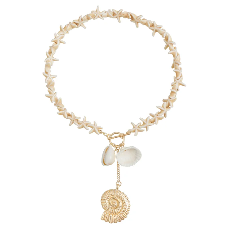 Starfish Chain Conch Shell Pendant Lock Bone Chain