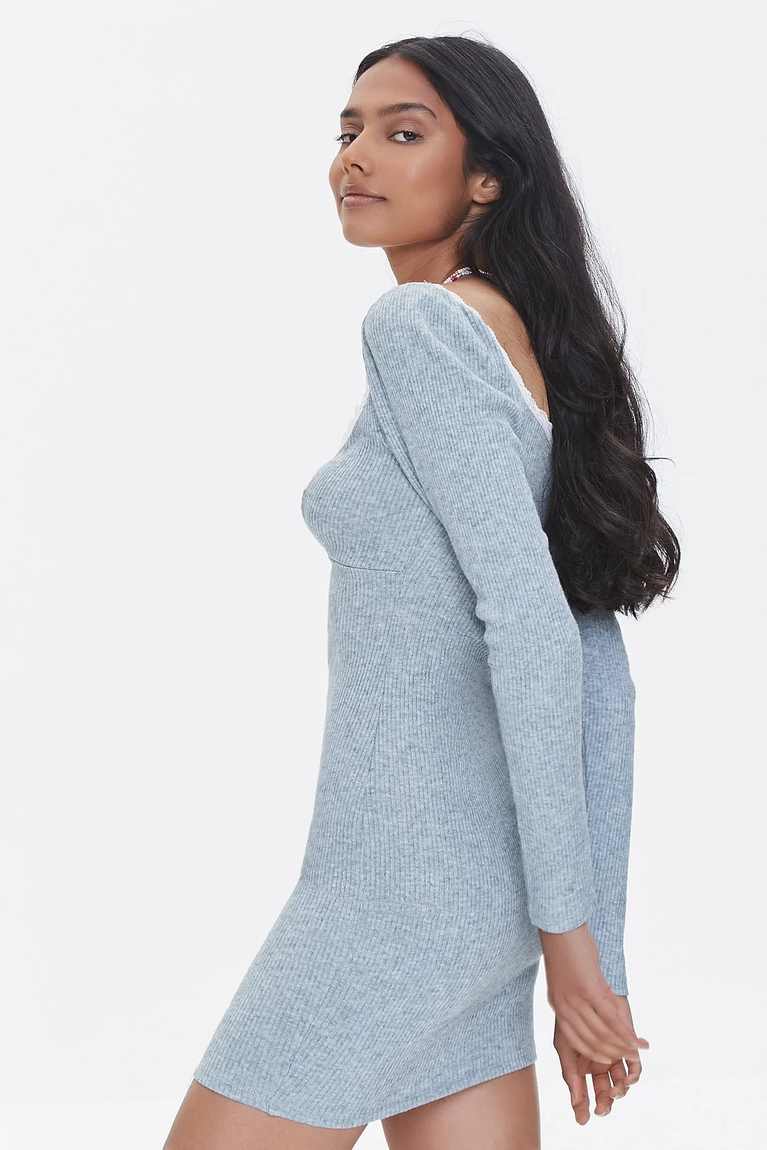 Lace-Trim Mini Dress