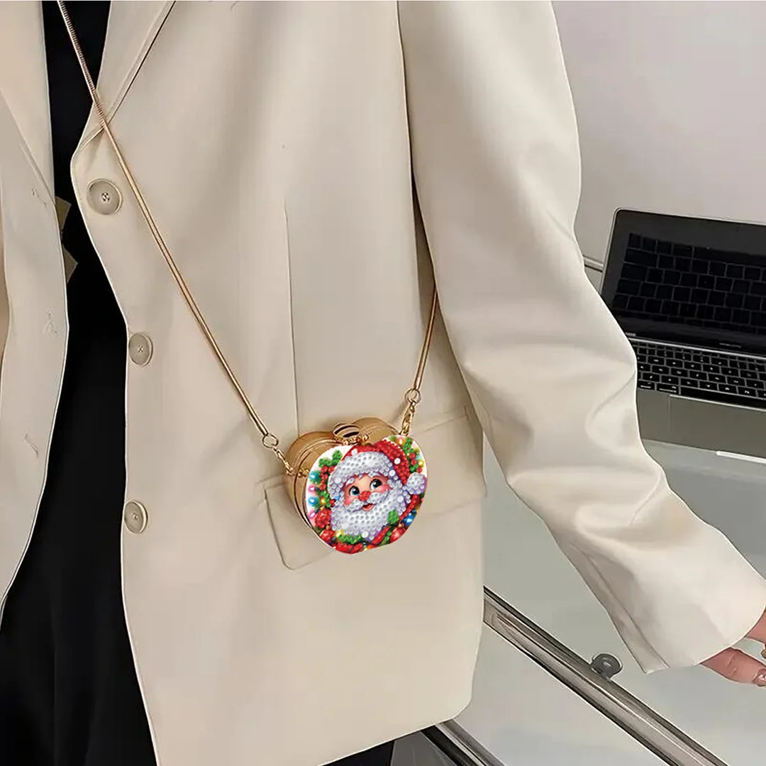 Santa Claus DIY Acrylic Love Art Diamond Painting Coin Purse w/ Chain for Women