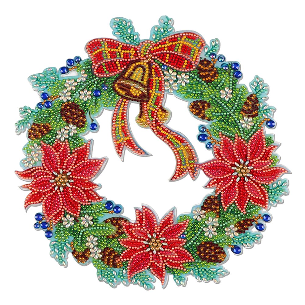 Diamond Painting Hanging Christmas Flower Wreath Kit Door Decor (Bell)