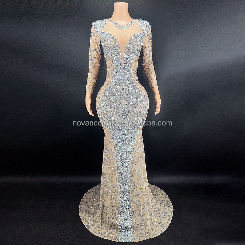 TAAFO Women S Clothing Pink Diamonds Stretchy Sheer Sparkling Evening Dresses Party Dresses Women For Dinner