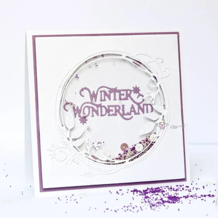 Piggy Craft metal cutting dies cut die mold Autumn letter leaf ring Scrapbook paper craft knife mould blade punch stencils dies