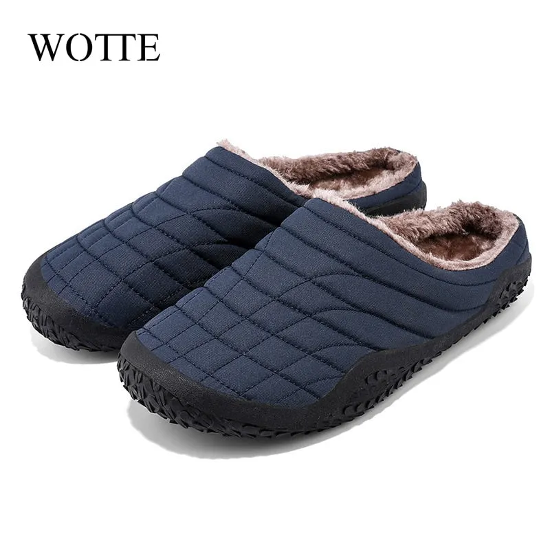 Waterproof Men Home Soft lippers Men Winter Shoes Solid Plush Sneakers House Slippers Indoor Warm Shoes Casual Zapatillas Hombre