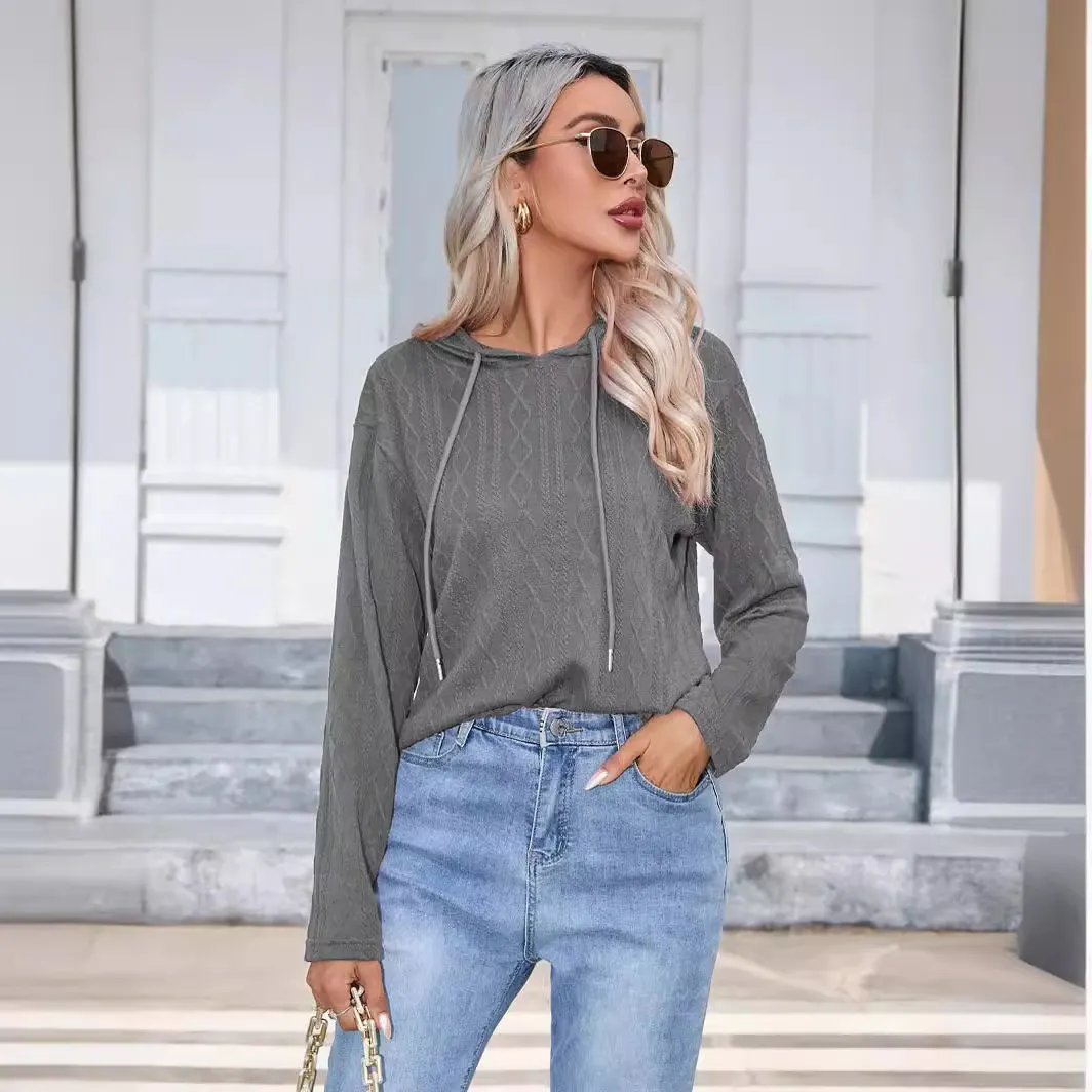 Churchf Women's Station Hot Style Autumn And Winter Knit Hoodie Sweater