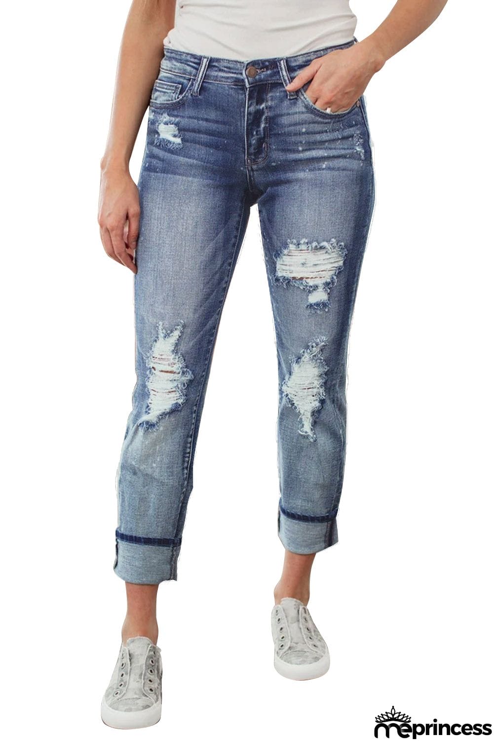 Bleach Splatter Boyfriend Straight Jeans