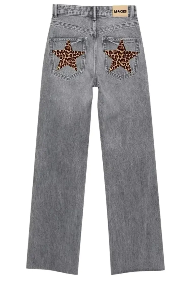 Wide Leg Women's Jeans Loose Fit Denim Trousers