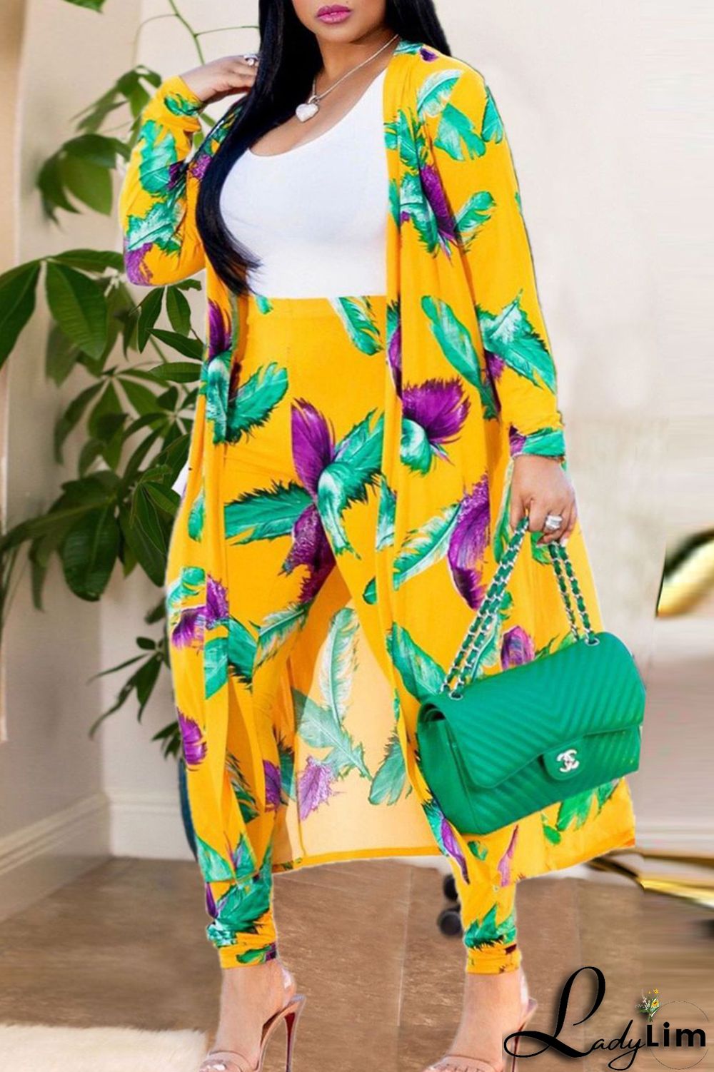 Camouflage Fashion Casual Street Vacation Print Printing cardigan Plus Size Two Pieces