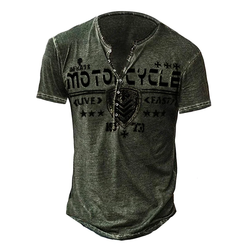 Mens outdoor retro print short-sleeved T-shirt / [viawink] /