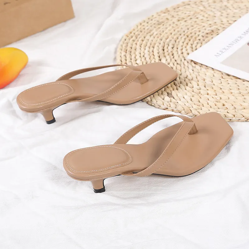 Breakj Breakj Casual Flip-Flops Women 2025 Summer New Square Head And Women's Beach Shoes