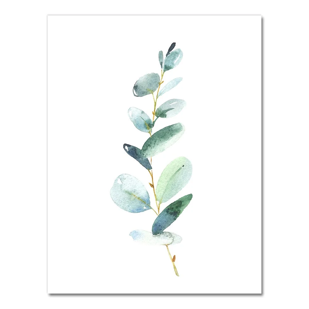 Eucalyptus Watercolor Print Floral Leaf Botanical Greenery Leaves Art Canvas Painting Green Wild Posters Home Wall Art Decor
