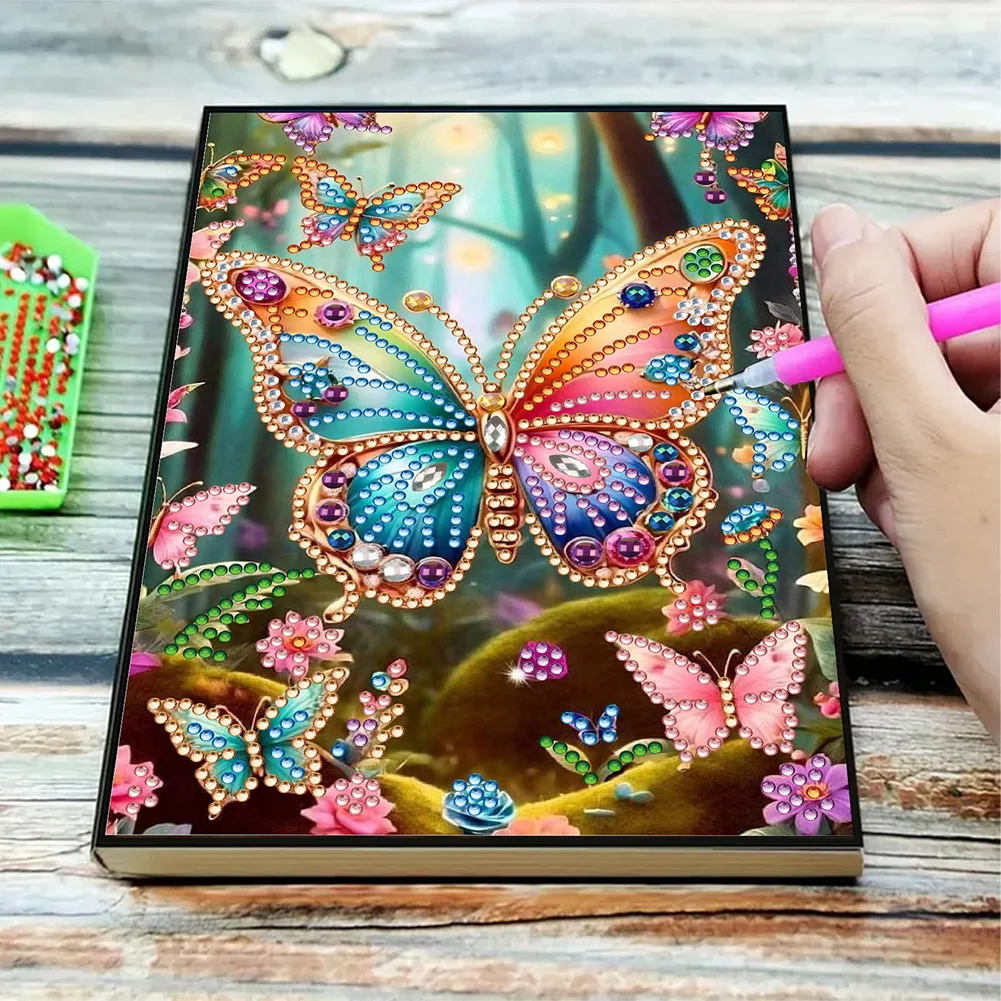 DIY Butterfly 50 Pages Special Shaped Diamond Painting Notebook for Adults Students