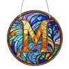 (Upgrade Size)DIY Double Sided Diamond Painting Alphabet Family Last Name Initial Sign Ornament with Chain Window Hanging Kit