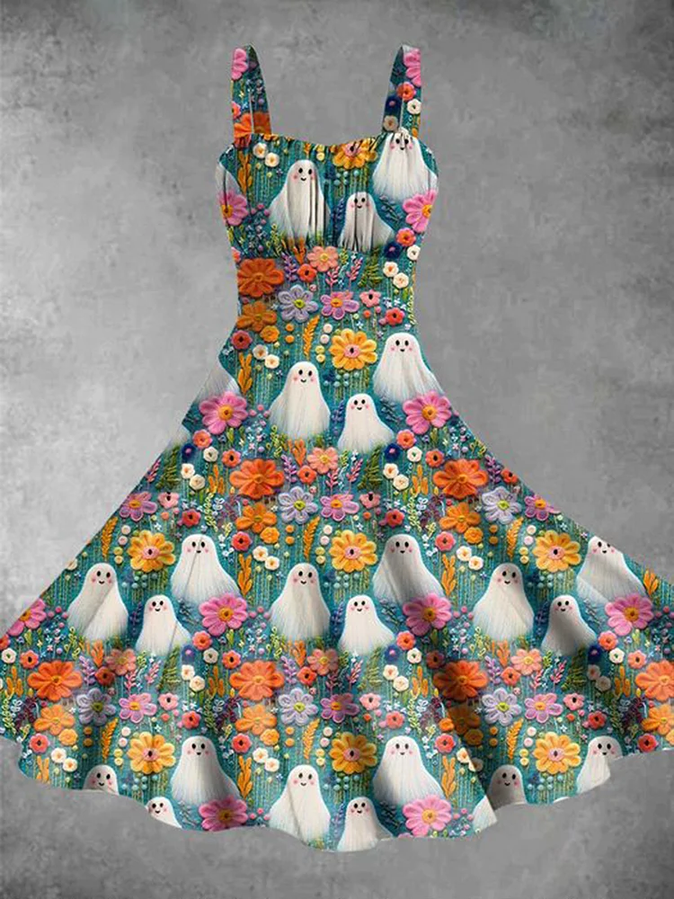 Women's  Halloween Ghost Art Print Casual Dress
