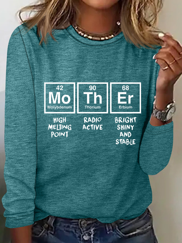 Womens Mother Periodic Table T Shirt Funny Novelty Graphic Simple Crew Neck Shirt socialshop