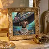 Lakeside Blue Bead Black Lady Special Shaped 5D DIY Partial Drill Diamond Art Kit 30x30cm Diamonds Dots Gem Art Kits for Adults Home Decor