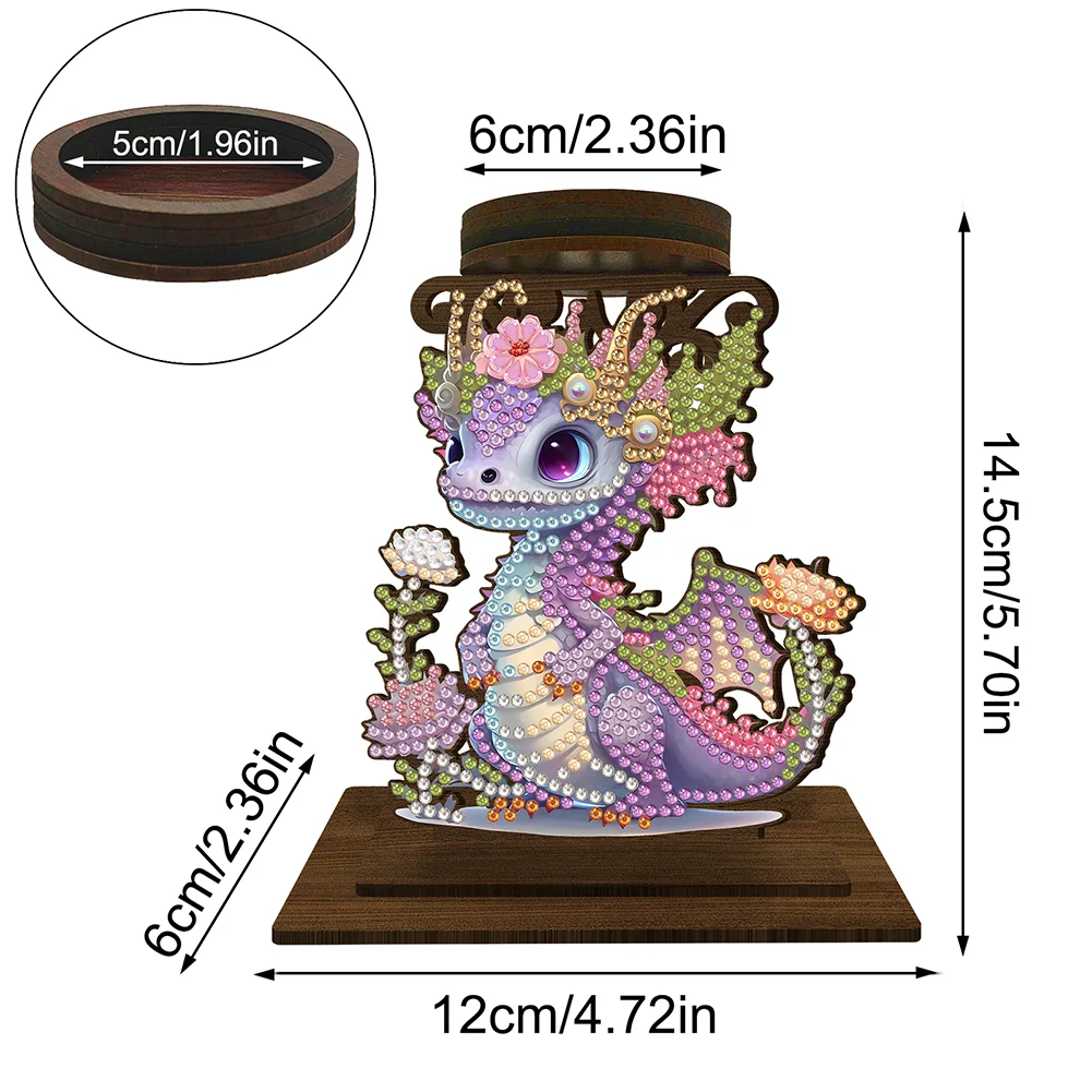 5D DIY Dinosaur Diamond Painting Desktop Candle Holder Gifts for Family Friend