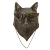 Sculpture murale avec t&ecirc;te d'animal avec lunettes, pendentif animal en r&eacute;sine d&eacute;coration murale