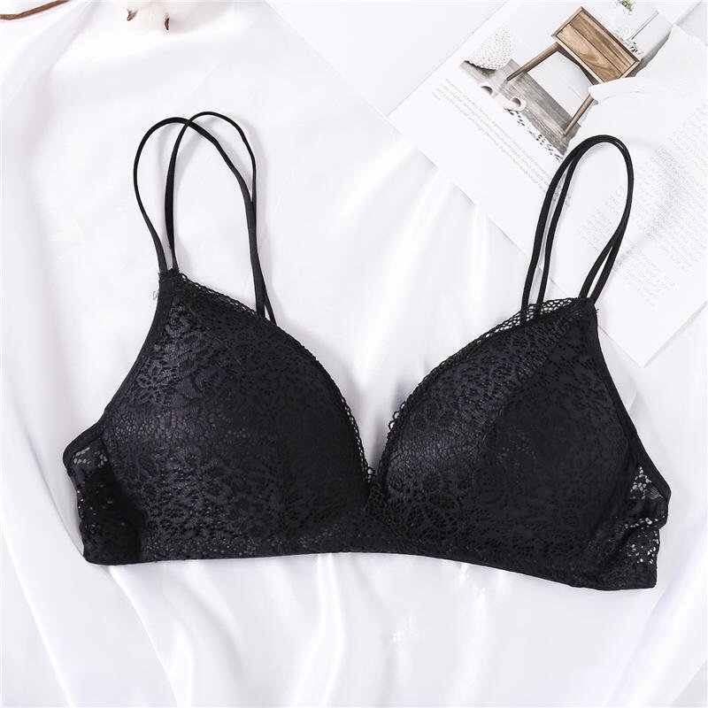 Sexy Lace Bra for Women Push Up Bras Female Bralette Wireless Brassiere Solid Color Floral Lingerie Underwear A/B Cup Back Cross